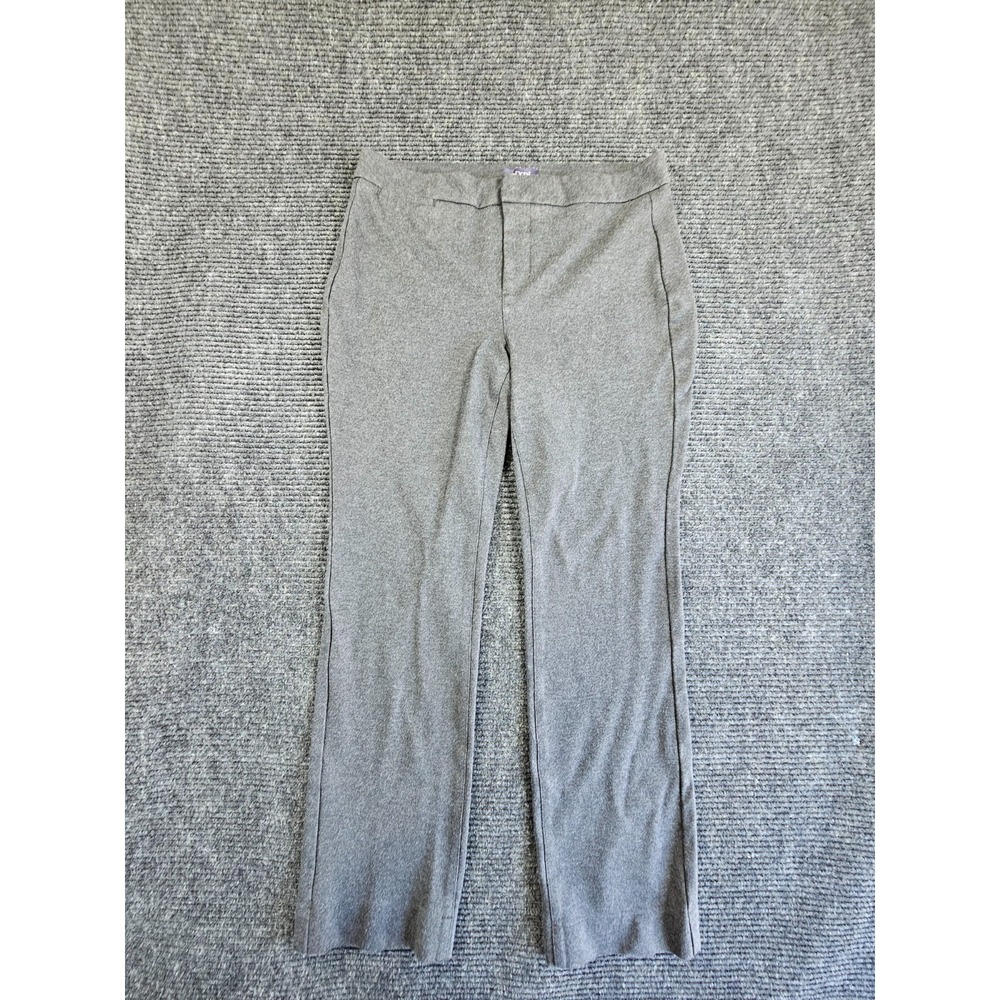 NYDJ Lift Tuck Ponte Pants Women 10 Heather Gray Stretch Flat Front Straight Leg